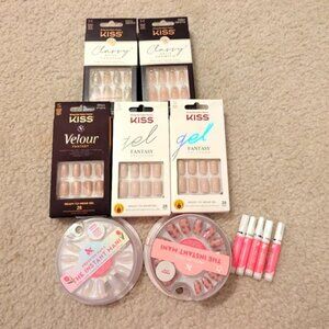 Kiss Nails Olive & June Press On Nails Lot Classy Velour Gel Fantasy Facile